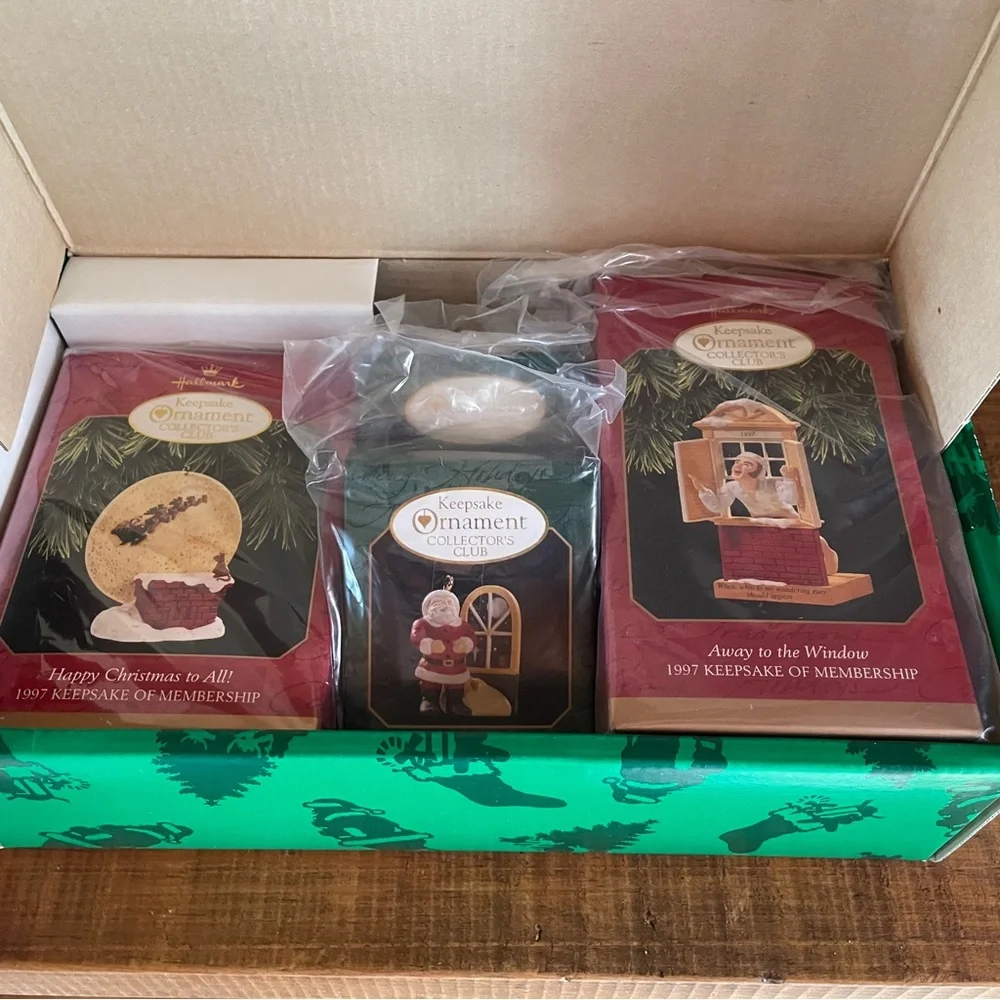 Hallmark the Night Before Christmas 1997 Collectors Club 4 Four Ornament Set NEW